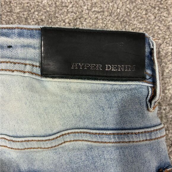 Hyper Denim Skinny Jeans – Light Wash, Drawstring Waist, Ankle Zips – 30 - Picture 3 of 6